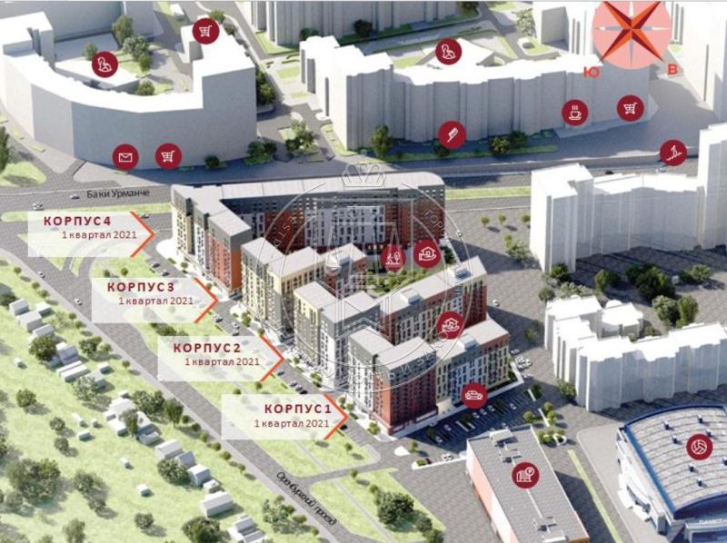 2-комн. квартира, 51 м², 1/12 этаж