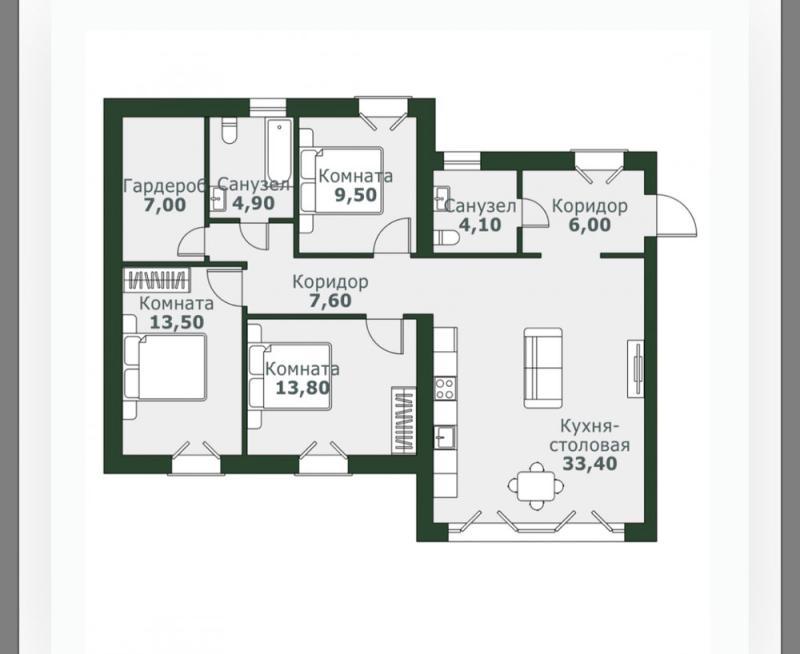 3-комн. квартира, 99.8 м², 3/3 этаж