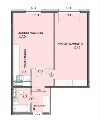 2-комн. квартира, 58 м², 11/18 этаж