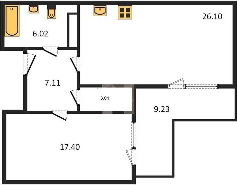 1-комн. квартира, 64 м², 2/18 этаж