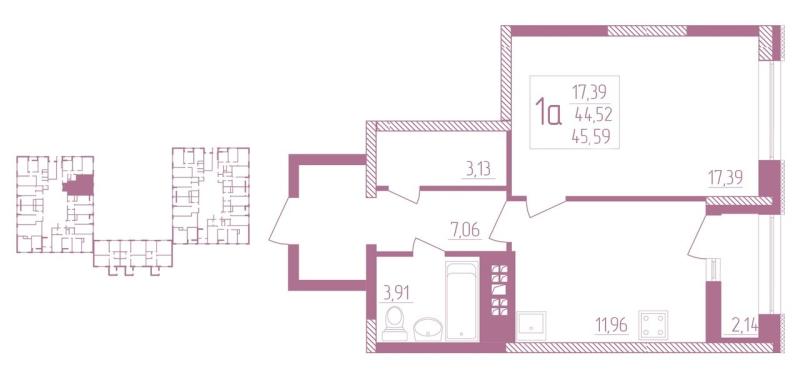 1-комнатная квартира, 46 м2
