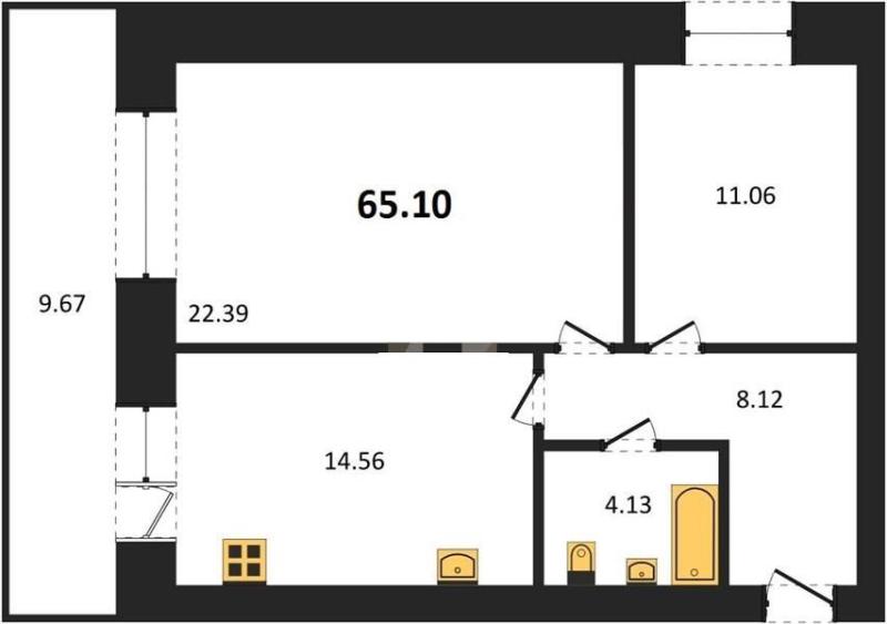 2-комн. квартира, 63 м², 1/12 этаж