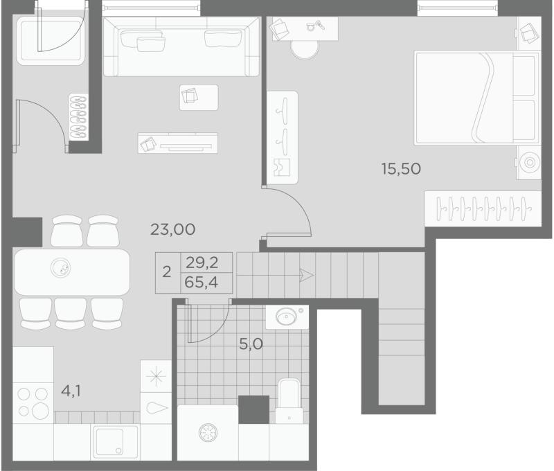 2-комнатная квартира, 63 м2