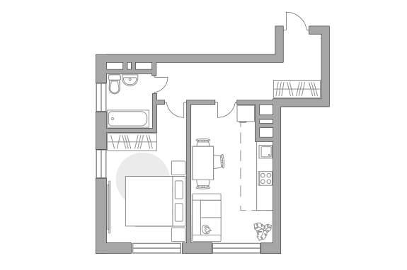 2-комнатная квартира, 44.2 м2