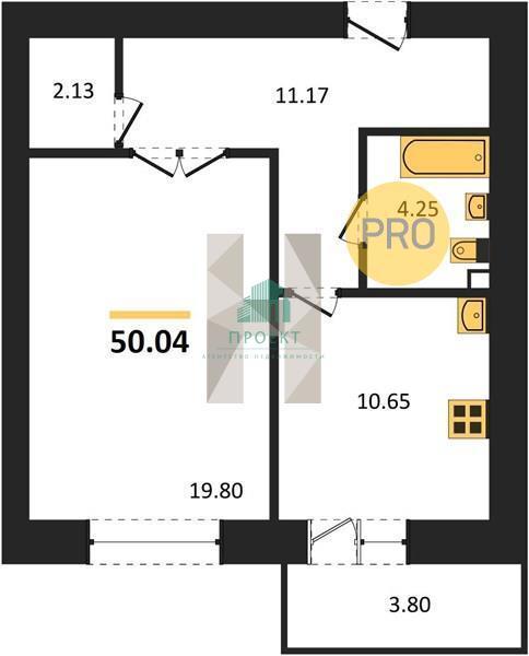 1-комнатная квартира, 50.04 м2