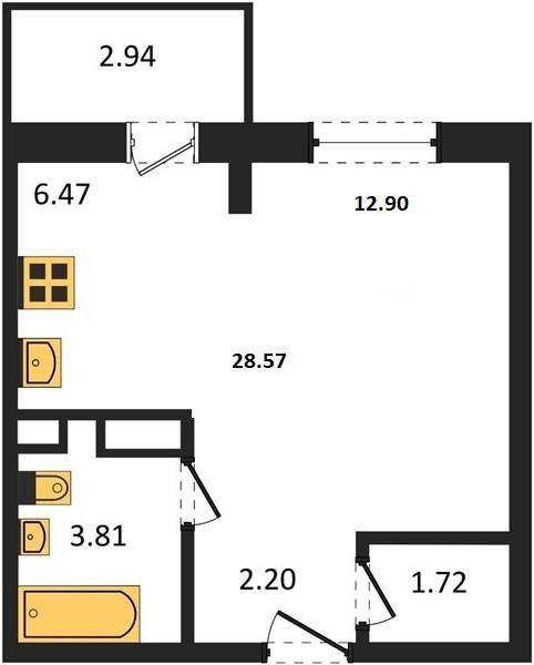 1-комн. квартира, 28 м², 6/8 этаж