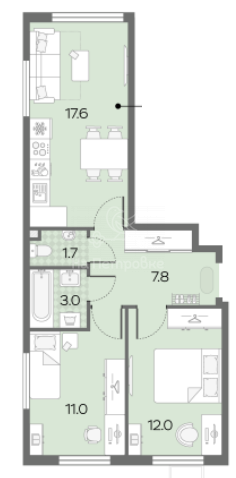 2-комнатная квартира, 53.1 м2