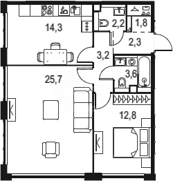 2-комнатная квартира, 65.9 м2