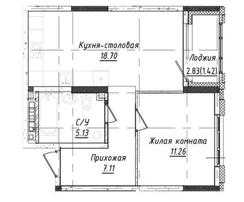 1-комн. квартира, 45 м², 13/32 этаж