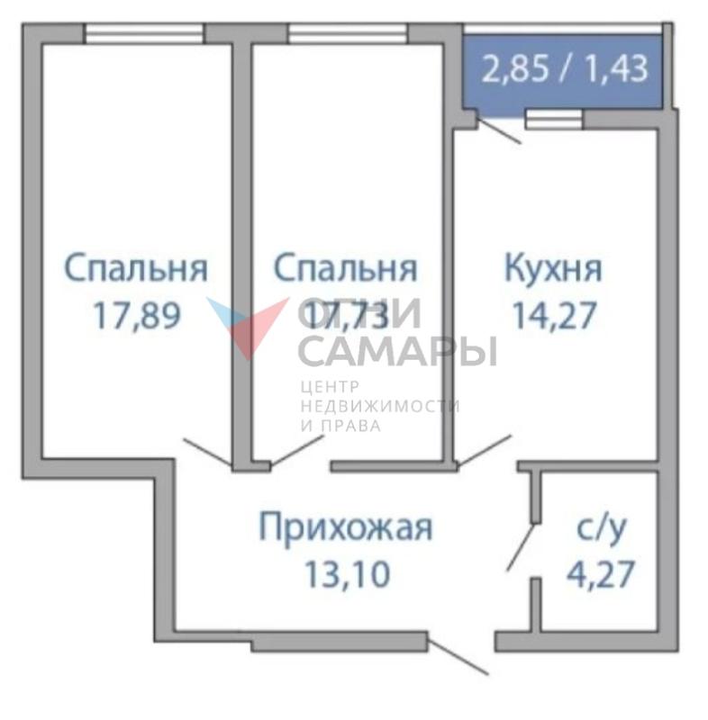 2-комнатная квартира, 68.69 м2