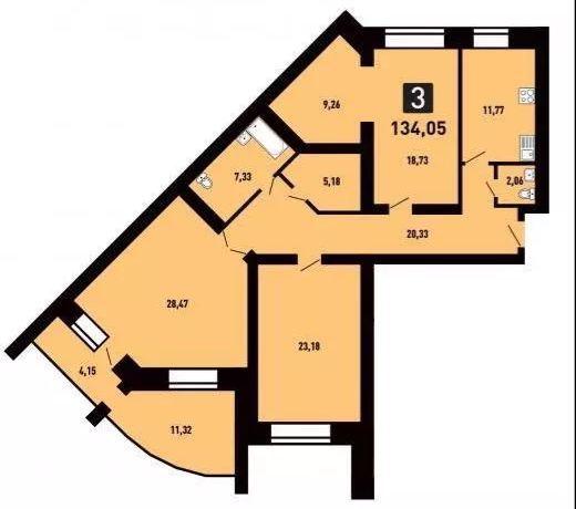 3-комнатная квартира, 137.5 м2