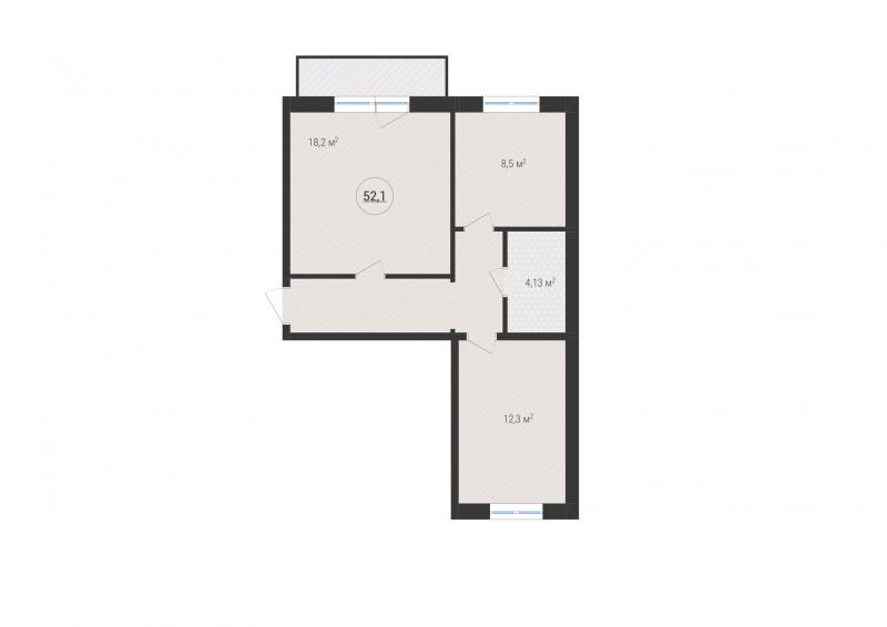 2-комнатная квартира, 52.1 м2