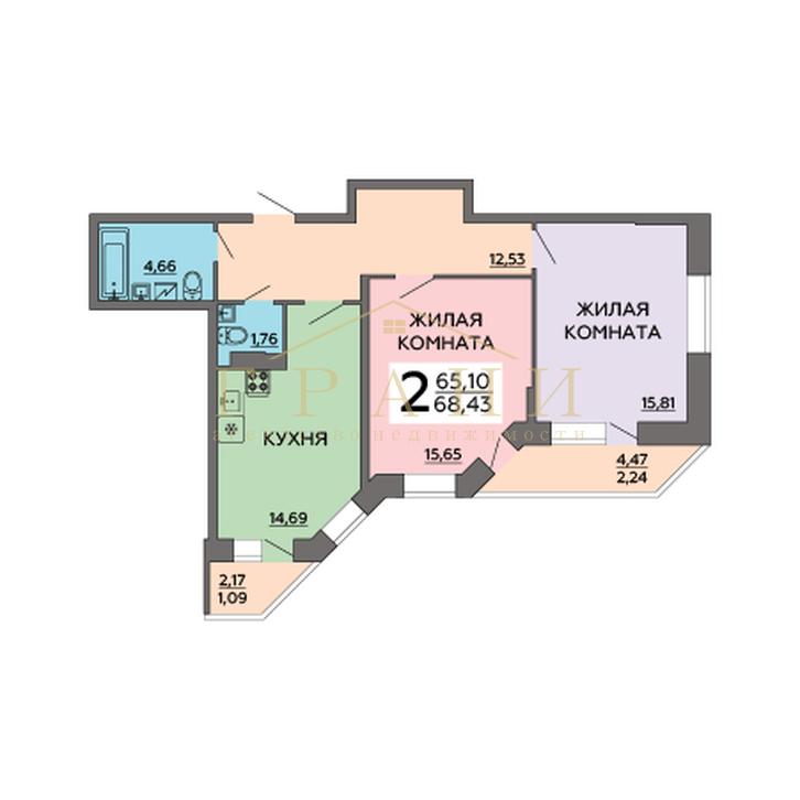 2-комнатная квартира, 68.5 м2