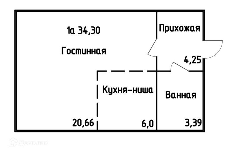 Студия, 34 м2