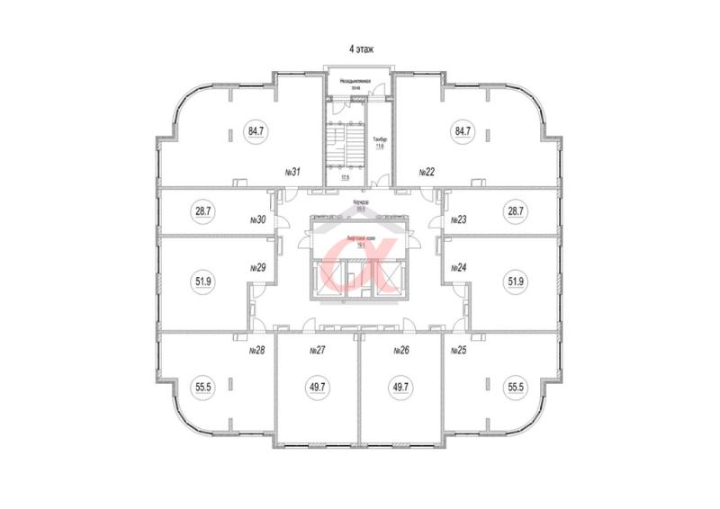 2-комнатная квартира, 55.5 м2