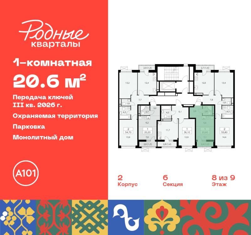 1-комнатная квартира, 20.6 м2
