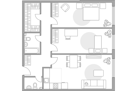 3-комн. квартира, 99.4 м², 8/33 этаж