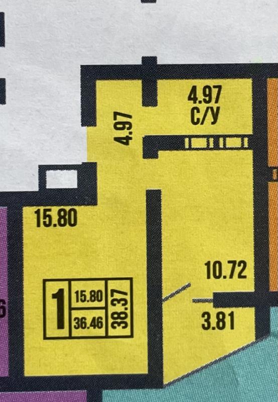 1-комнатная квартира, 38.37 м2