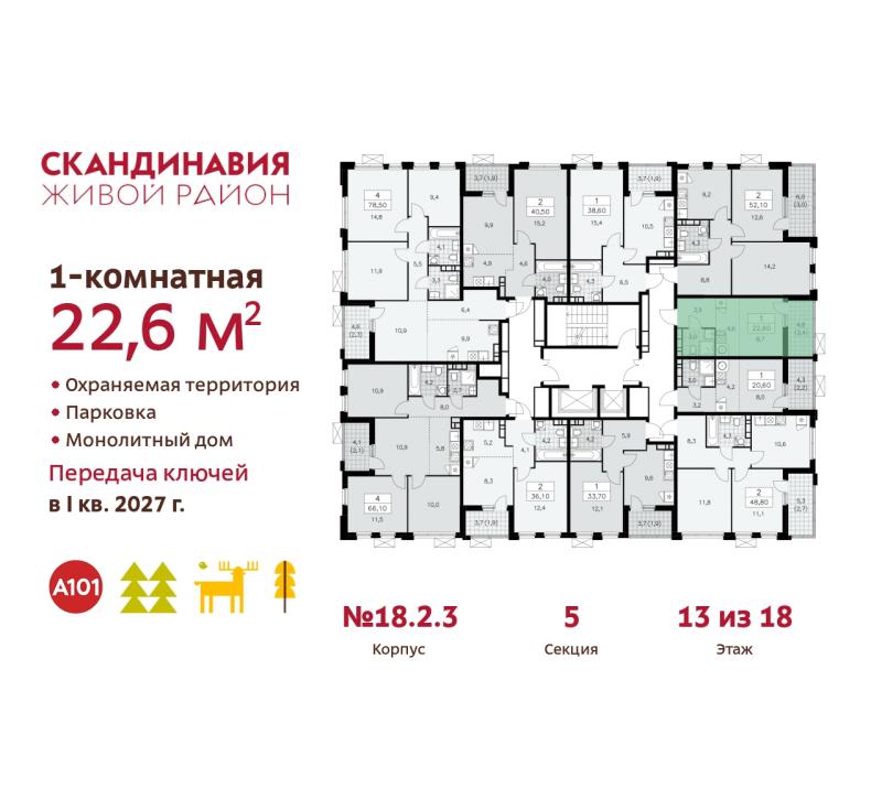 1-комнатная квартира, 22.6 м2