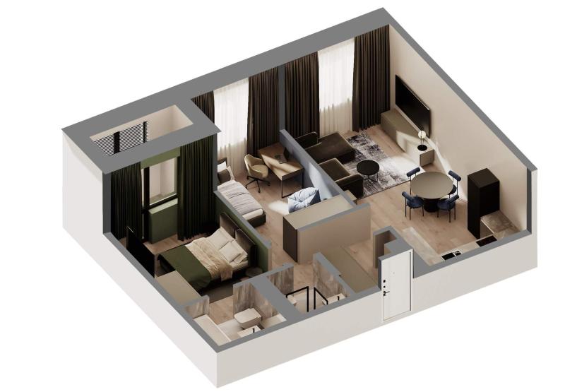 2-комнатная квартира, 56.7 м2