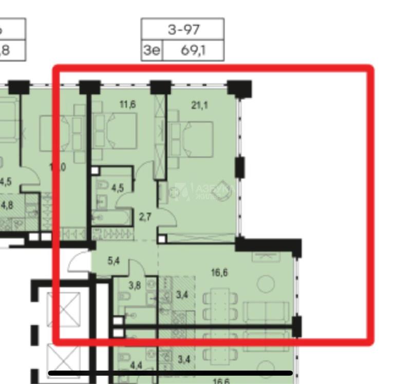 3-комнатная квартира, 70 м2