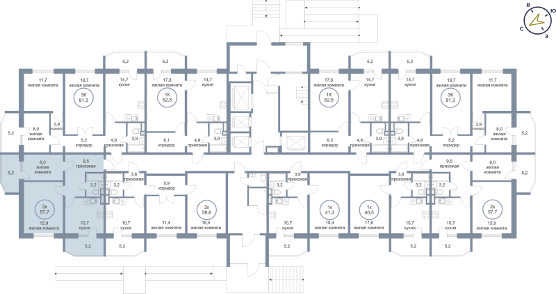 2-комн. квартира, 57.7 м², 1/25 этаж