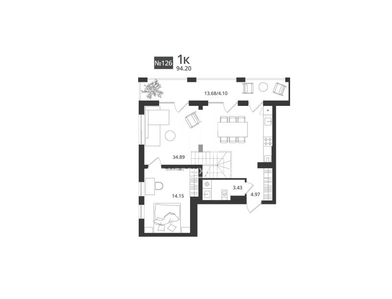 2-комн. квартира, 94.2 м², 7/7 этаж