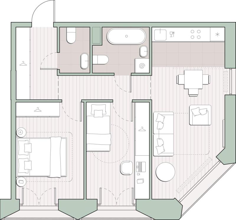 2-комн. квартира, 56.2 м², 6/13 этаж