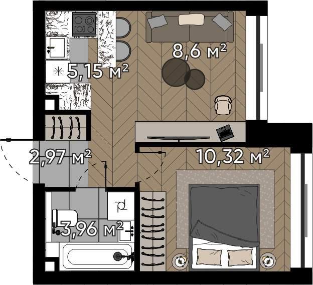 2-комн. квартира, 31 м², 9/16 этаж