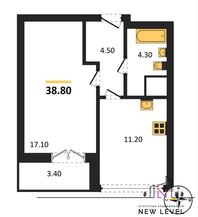 1-комн. квартира, 38 м², 5/24 этаж