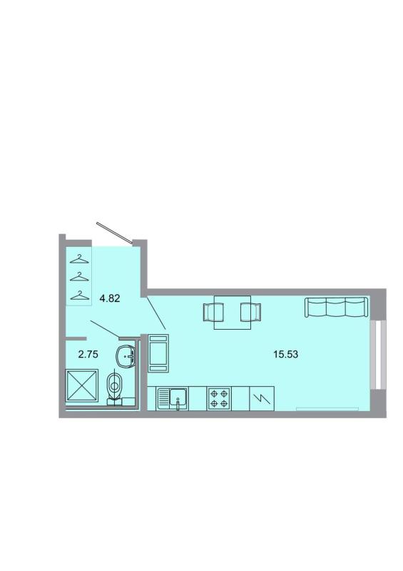 Новостройка-Студия, 22.5 м², 1/20 этаж
