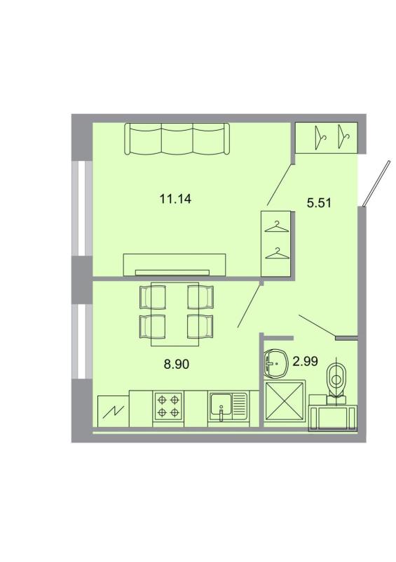 1-комн. квартира, 27.9 м², 1/20 этаж