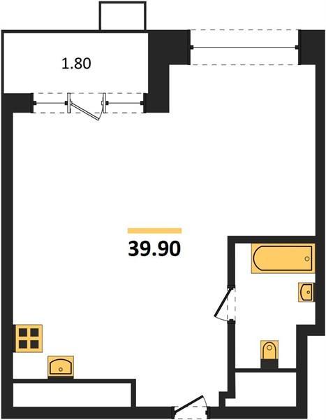 1-комн. квартира, 39 м², 16/23 этаж