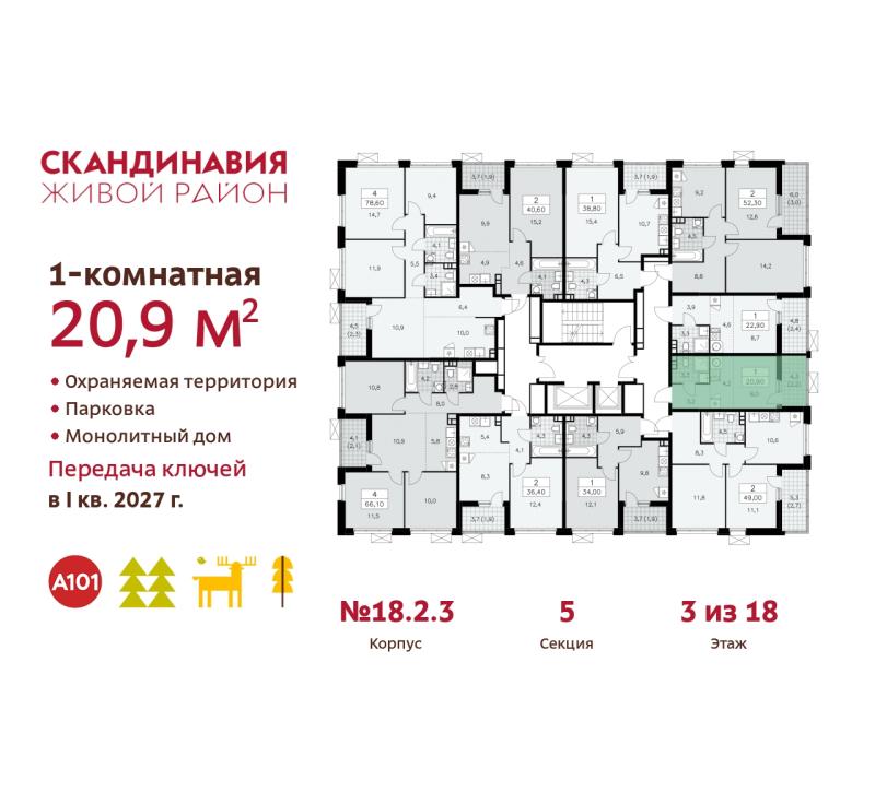 1-комн. квартира, 20 м², 3/18 этаж