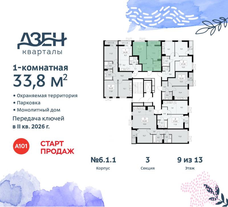 1-комн. квартира, 33 м², 9/9 этаж