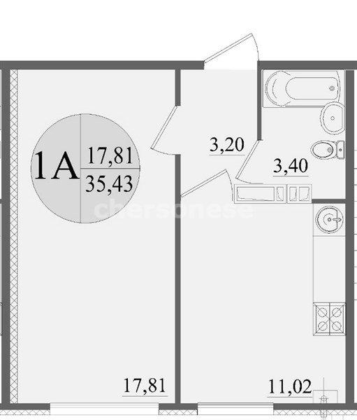 1-комн. квартира, 35 м², 3/12 этаж