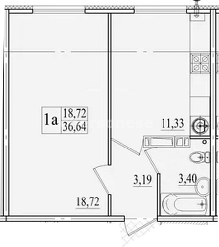 1-комн. квартира, 36 м², 3/8 этаж