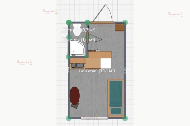 1 комната в 1-комнатной квартире, 12 м2