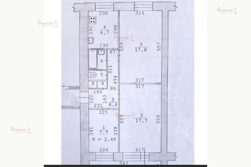 3-комнатная Квартира, 59 м2