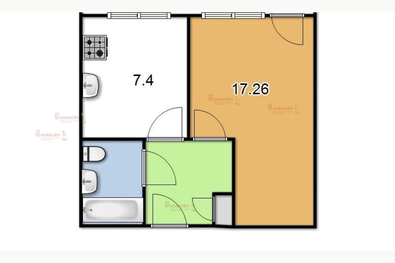 1-комнатная Квартира, 35.4 м2