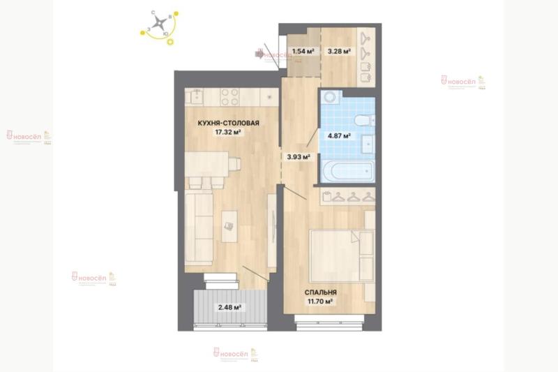 2-комнатная Квартира, 44.1 м2